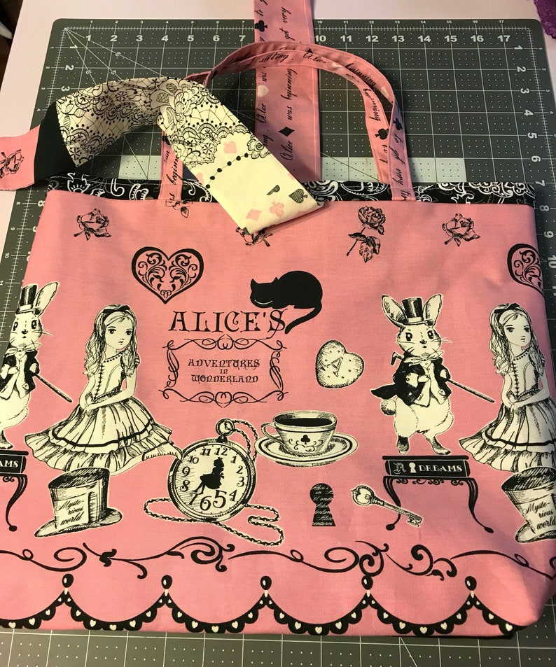 Alice In Wonderland large tote bag purse 2 colors Etsy