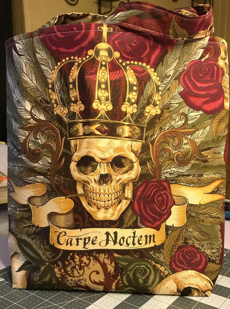 Royal Skull Carpe Noctem Tote Bag Purse