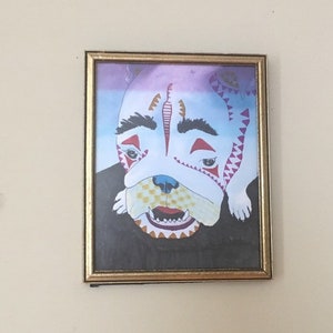 Dog Art, Pet Portrait, English Bulldog, &quot;Jack with Eyebrows #2&quot; marker on paper, 8.5&quot; x11&quot;, original art, comes framed