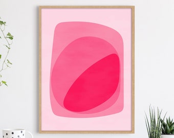 Printable Geometric Abstract Wall art: Shape, Hot pink, Red