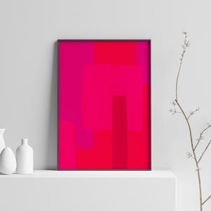 Pink Fuchsia and Magenta Geometric Shape Abstract Wall Art