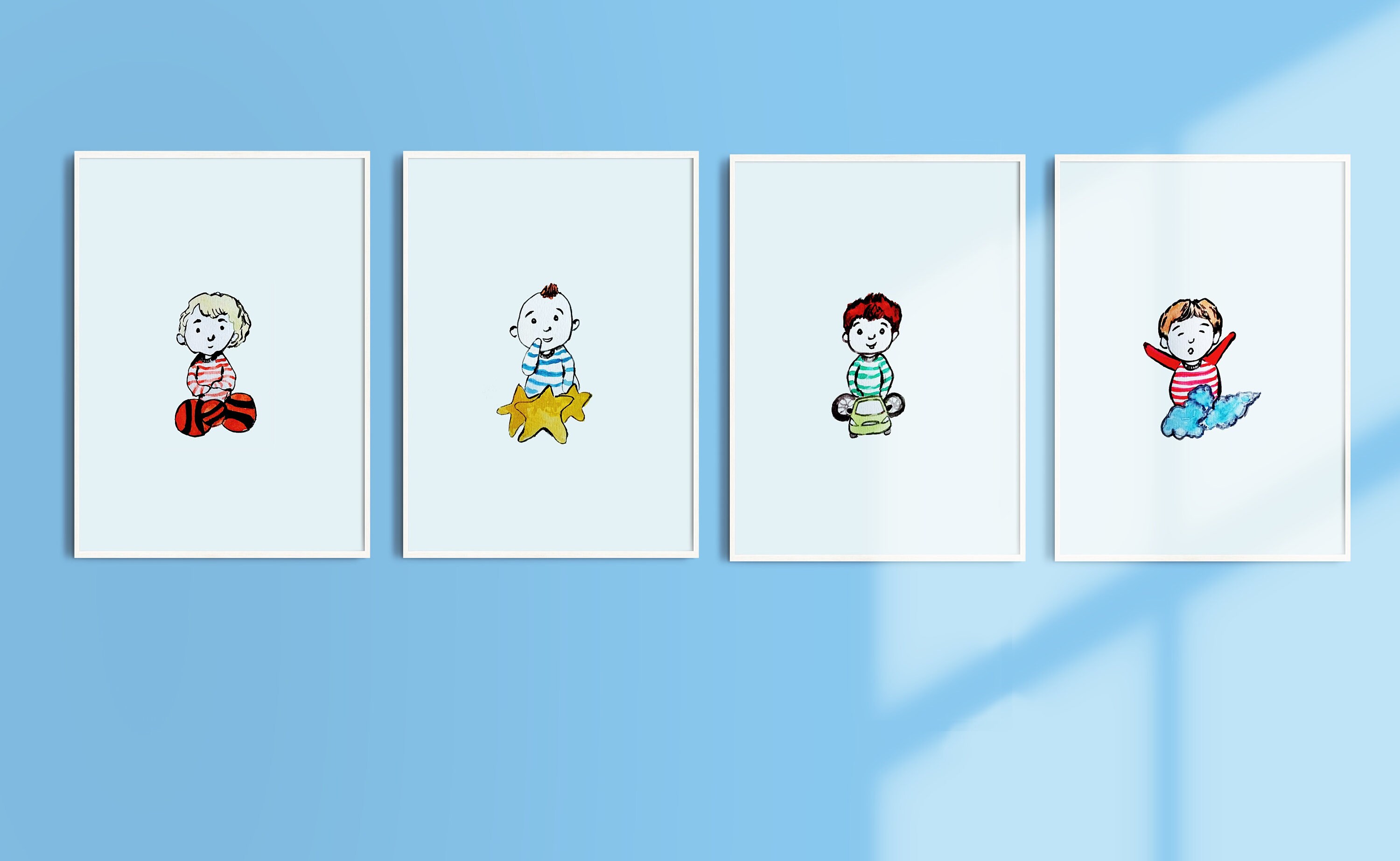 Boys Print Set of 4 A4 JPG Printable Wall Art Decor | Etsy