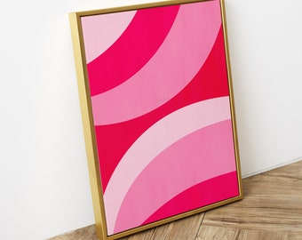 Printable Abstract Wall Art: Curve, Stripe, Hot Pink