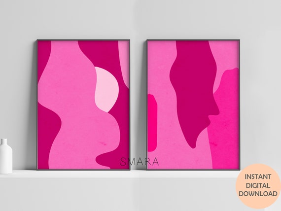 Modern living room magenta hot pink interior, digital illustration Stock  Illustration