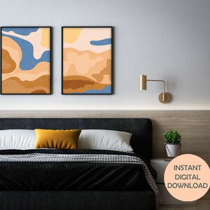 Printable Abstract Ocean Wave Boho Wall Art image 3