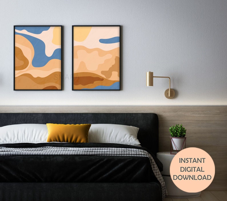 Printable Abstract Ocean Wave Boho Wall Art image 3