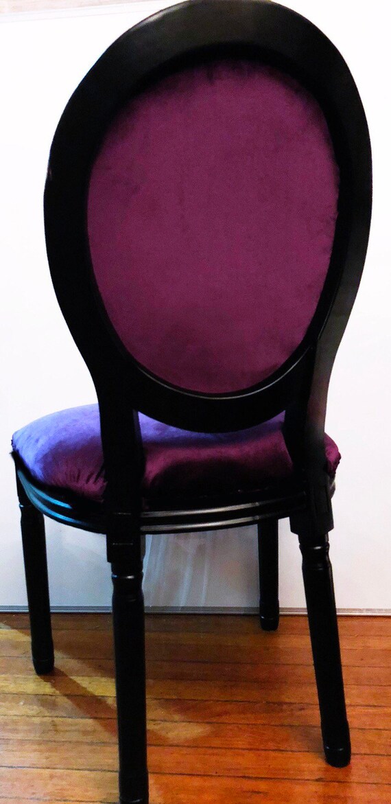 Oval Back Side Chair In Plush Purple Tufted Velvet Etsy