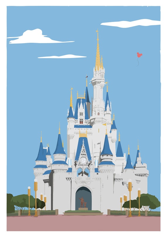 sidde Calamity skraber Cinderella Castle Walt Disney World Inspired Print Poster - Etsy