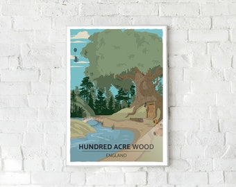 Disney Souvenir | Hundred Acre Woods | Winnie the Pooh inspired Wall Art | Poster