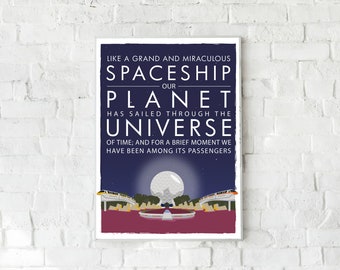 Recuerdo de Disney / Nave Espacial Tierra / Arte de pared inspirado en Disney EPCOT - Póster