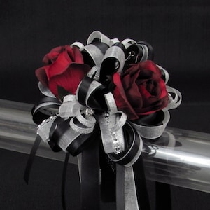 Black and Red Rosebud Wrist Corsage