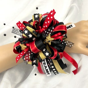 Go Team School Colors Wrist Corsage, Customize, Cheer