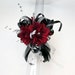 Black and Red Wrist Corsage with Rhinestones 