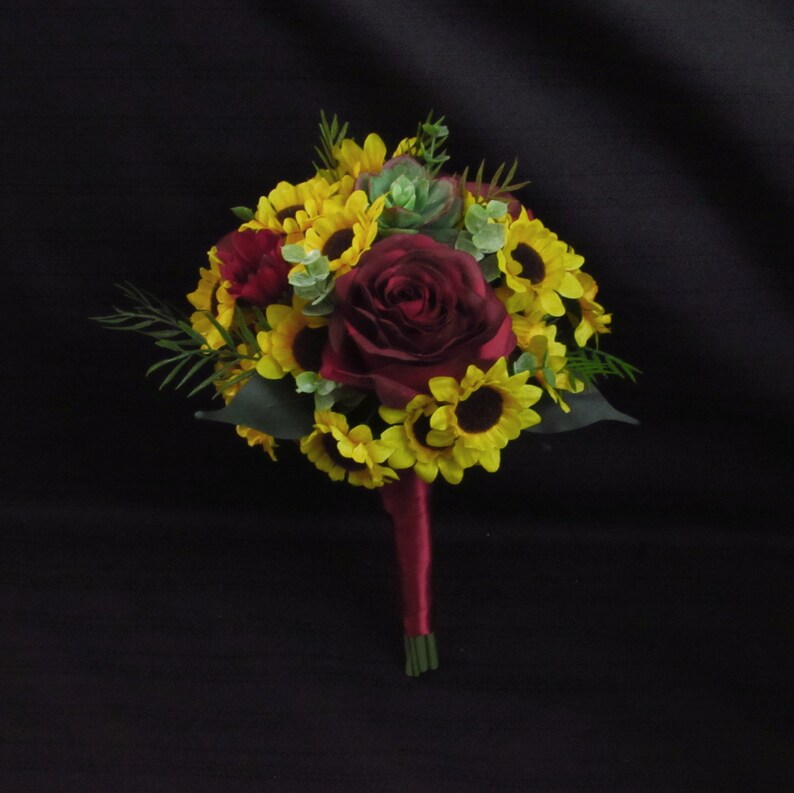 Sunflower and Red Rose Cascading Bridal Bouquet Etsy