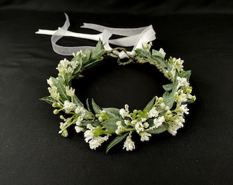 Artificial Baby's Breath Crown, Bride, Flower Girl