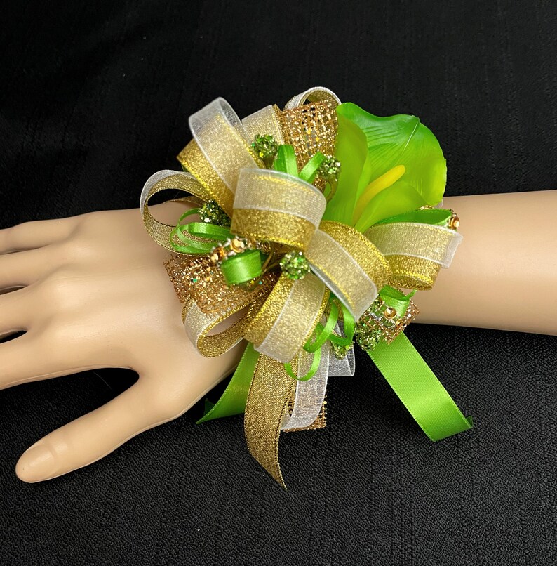 Lime Green Wrist Corsage or Boutonniere for Prom Etsy