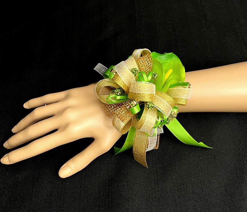 Lime Green Wrist Corsage or Boutonniere for Prom Etsy