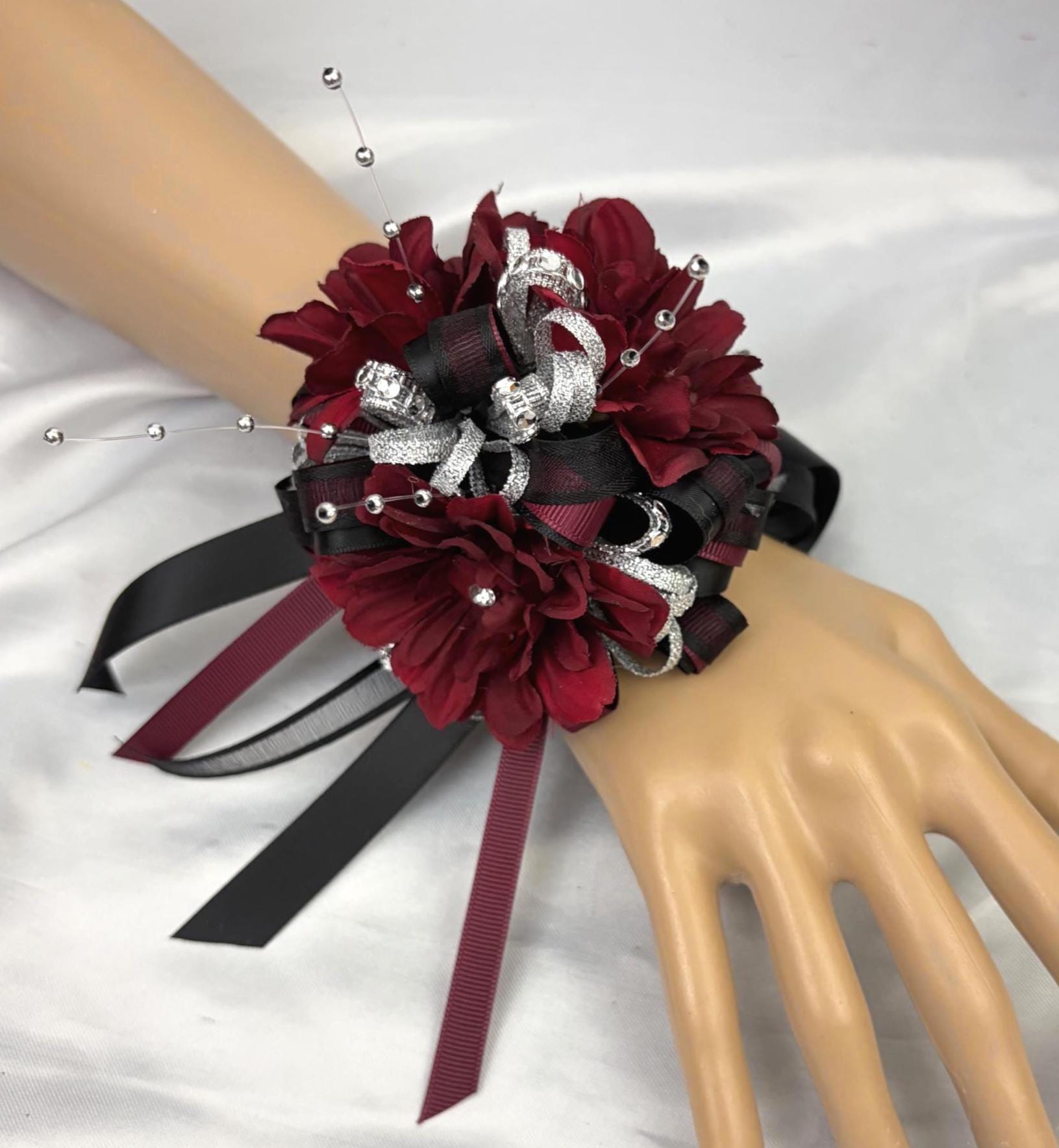 what color heels with burgundy dress Burgundy Rose Shoulder Corsage main image 0