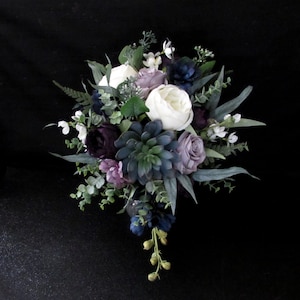 Dusty Purple Cascading Succulent Bridal Floral