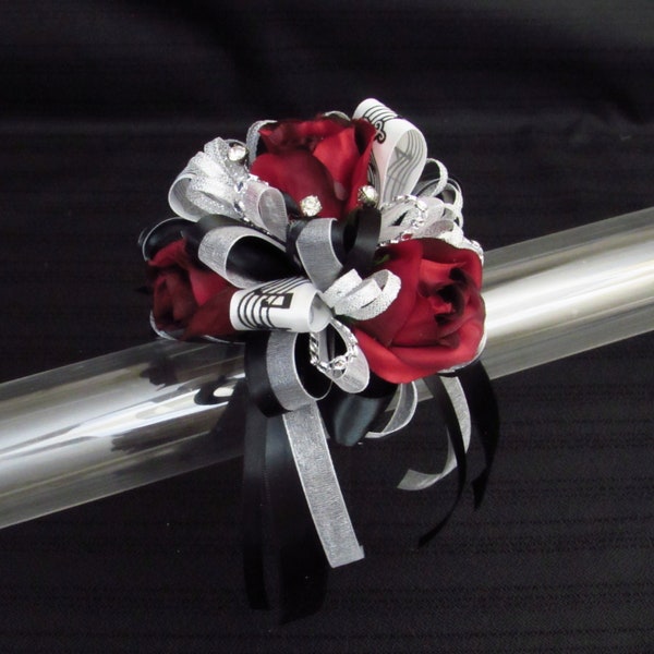 Black and Red Music Notes Corsage