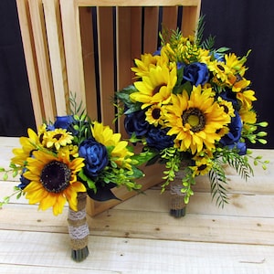 Rustic Sunflower and Blue Wedding Floral