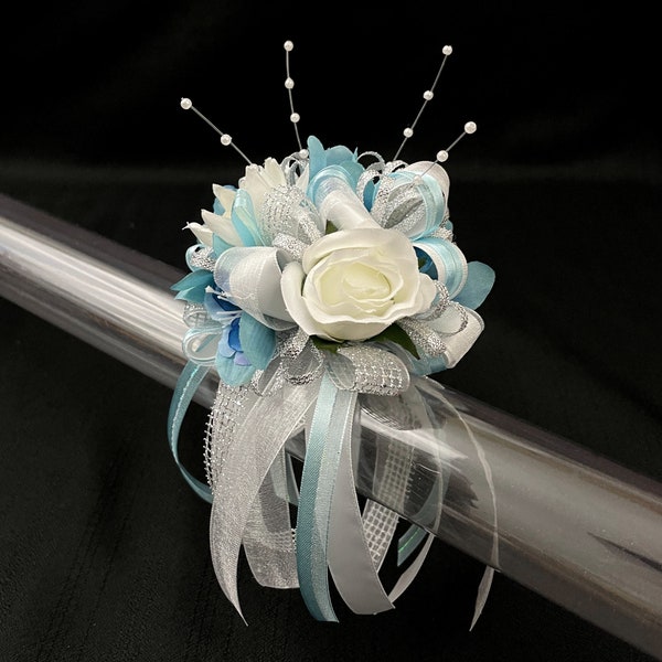 Light Aqua Blue Wrist Corsage or Boutonniere