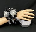 Sparkly Silver and Black Wrist Corsage or Boutonniere, Prom, HOCO, Formal Event