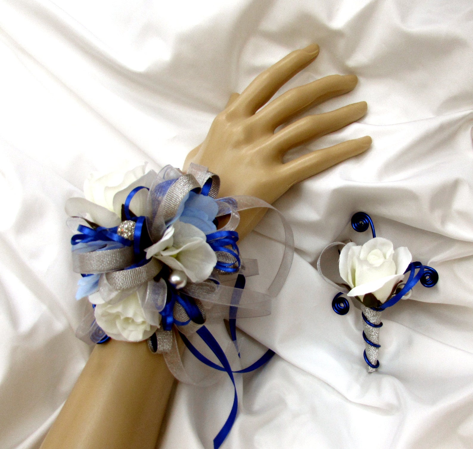 Royal Blue Wire Matching Wrist and Ring Corsages - Etsy
