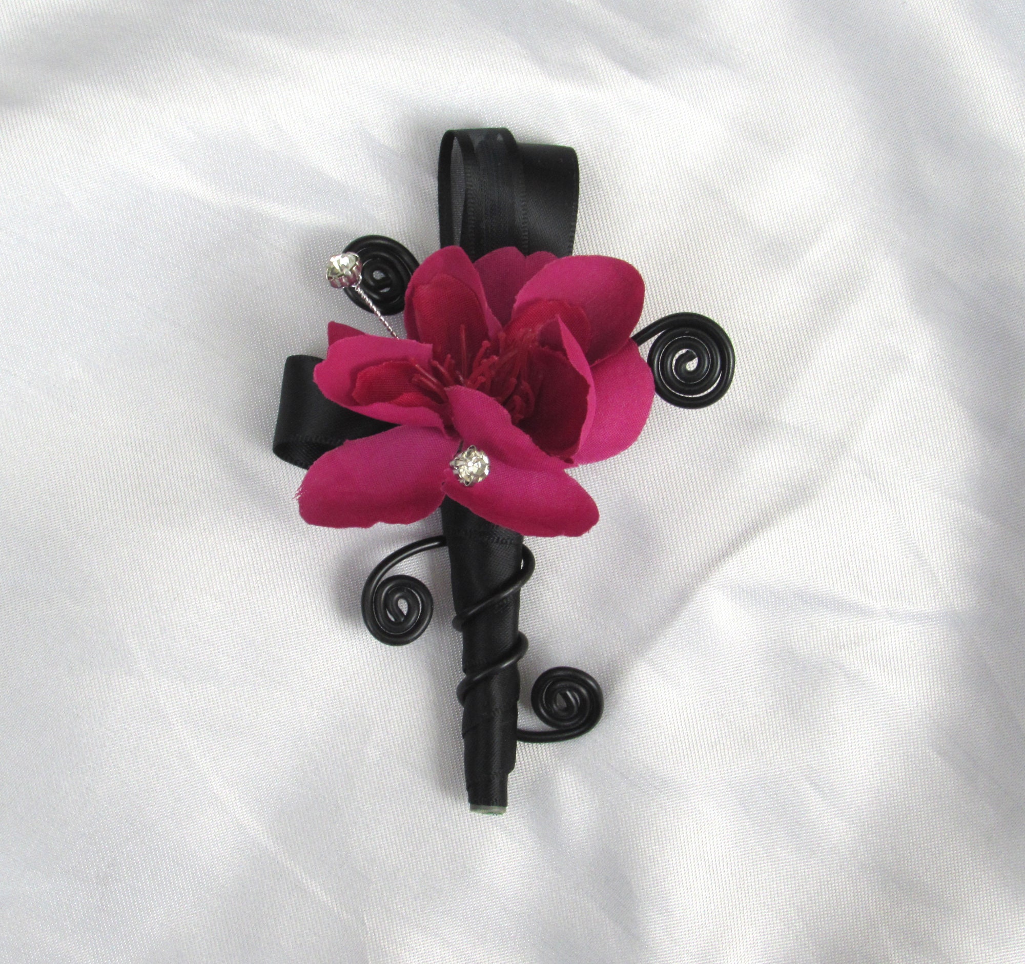 Hot Pink and Black Wrist Corsage | Etsy