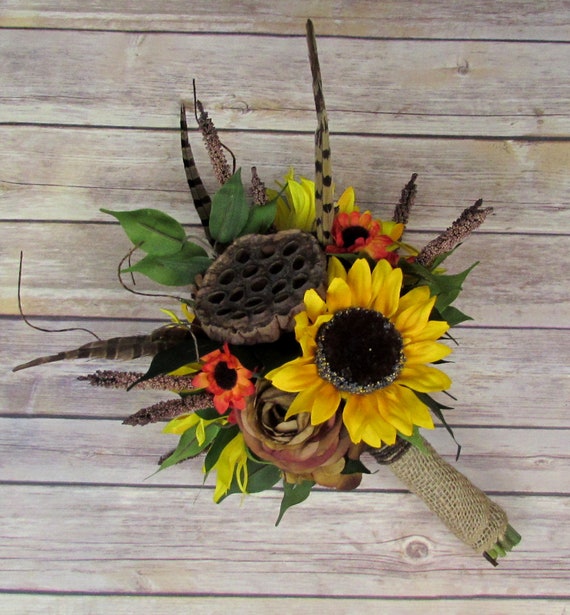 Rustic Fall Sunflower Wedding Bouquet Etsy