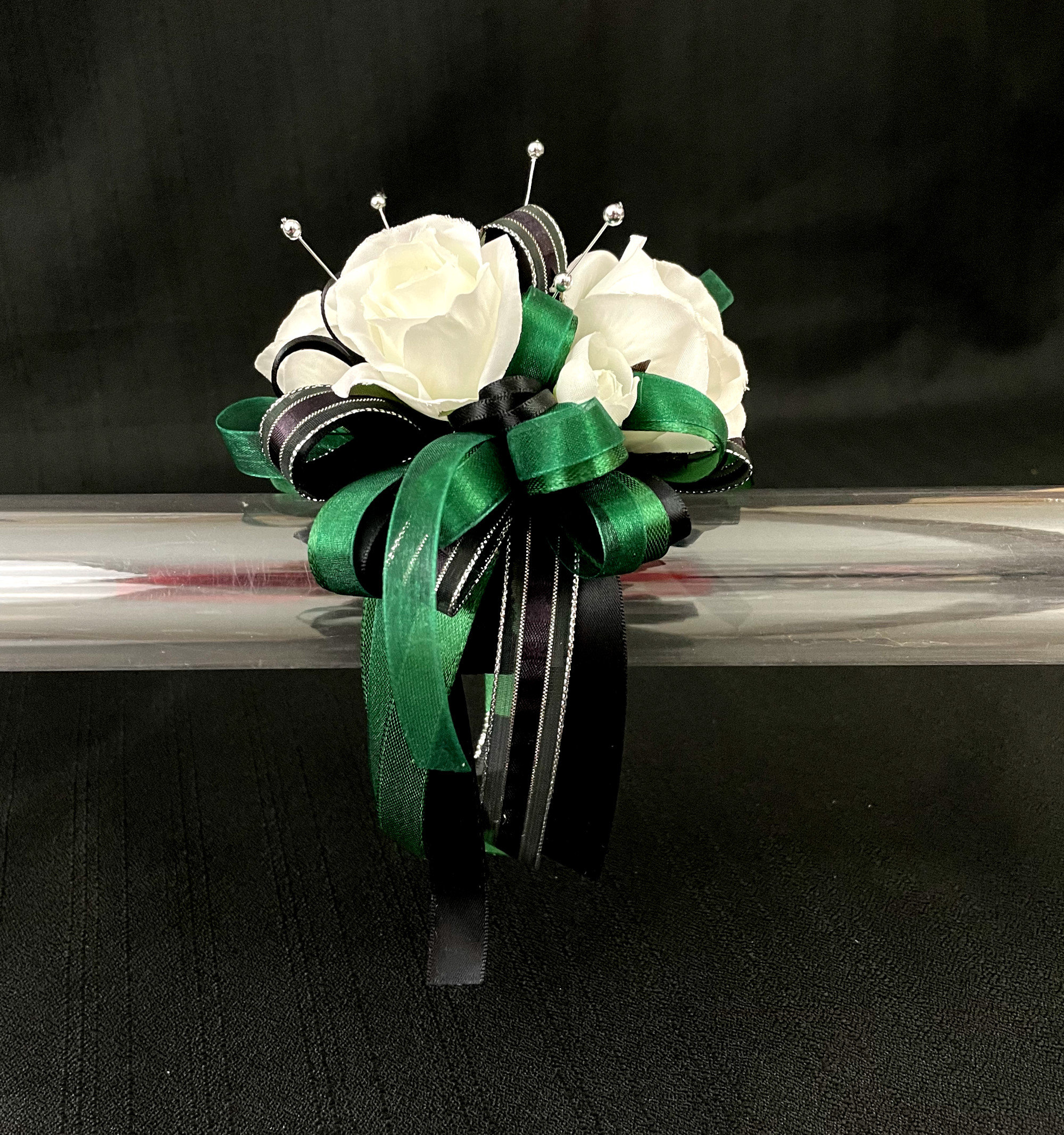 green emerald velvet dress Emerald Corsage And Boutonniere main image 1