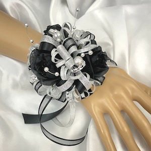 what color corsage for black and silver dress Black Dress Wrist Corsage