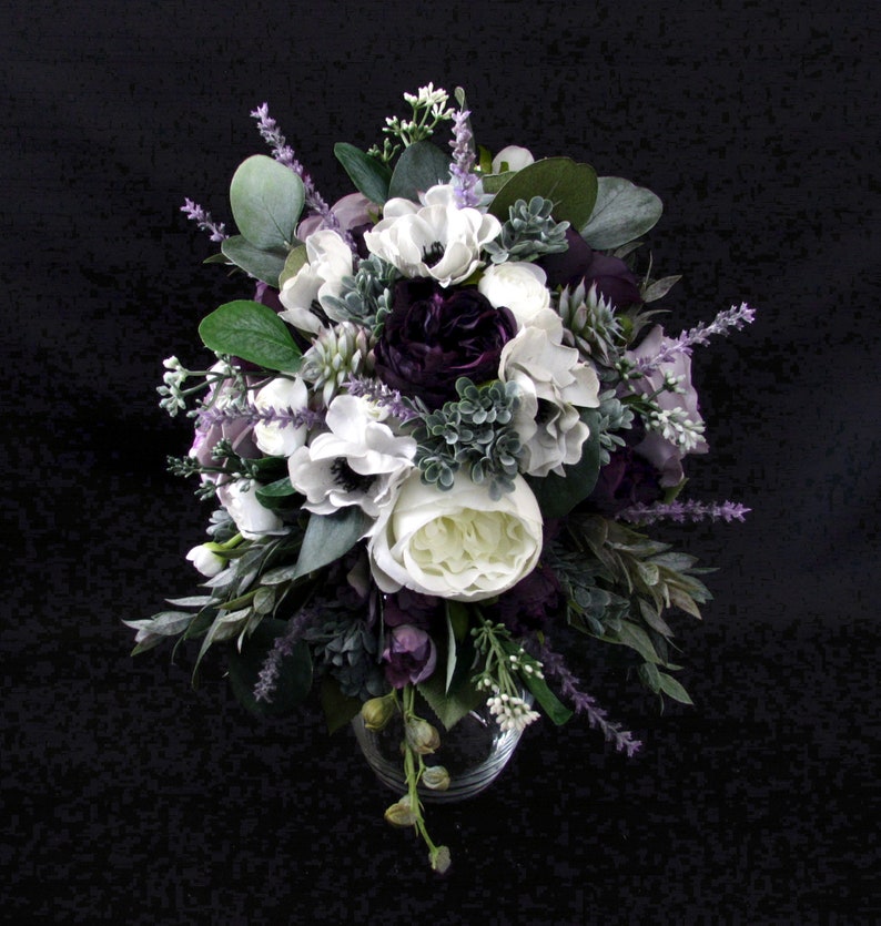 Cascading Eggplant and Dusty Lavender Bridal Floral | Etsy