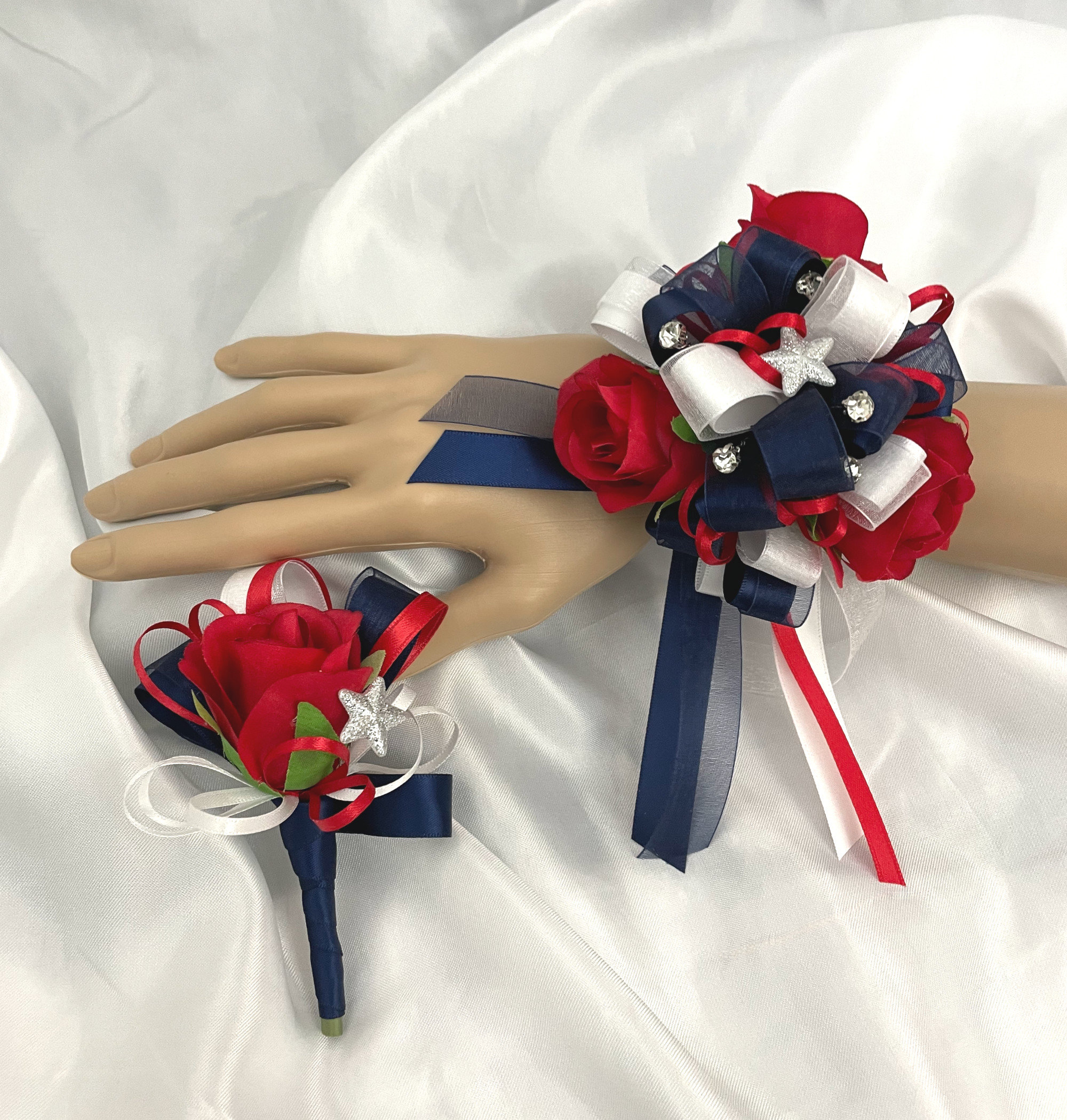 Red and best sale white corsage