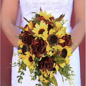 Sunflower and Red Rose Wedding Floral