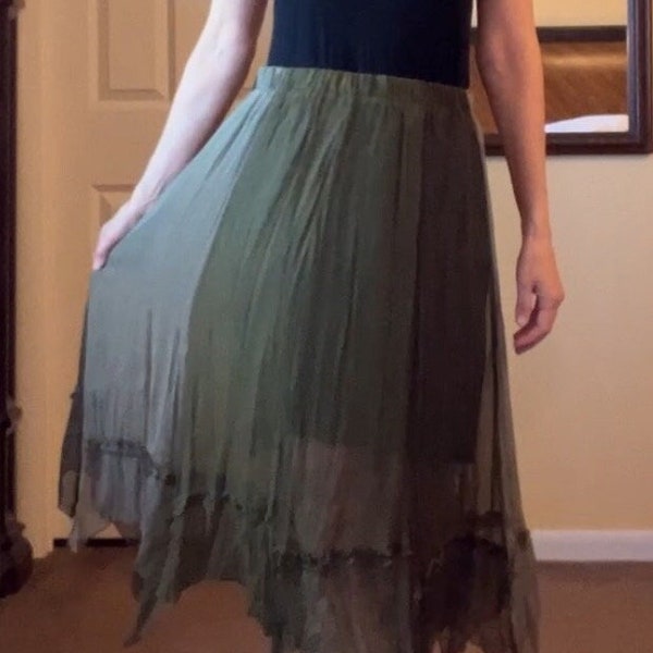 Sheer Maxi Skirt in Shades of green