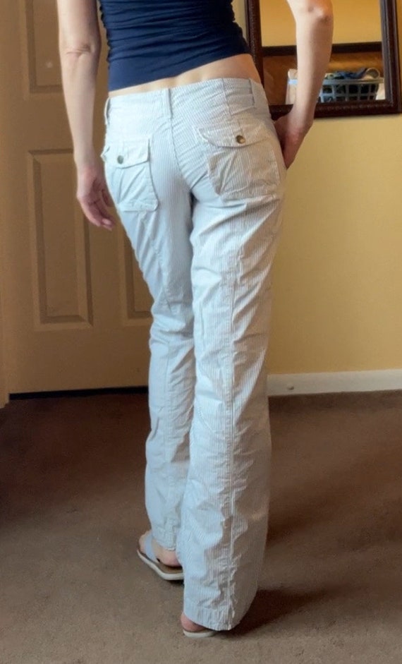 Women's Cargo Pants Pin Stripes Blue White - image 4