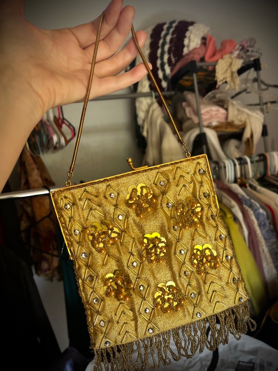 Gold Beaded Handbag Vintage