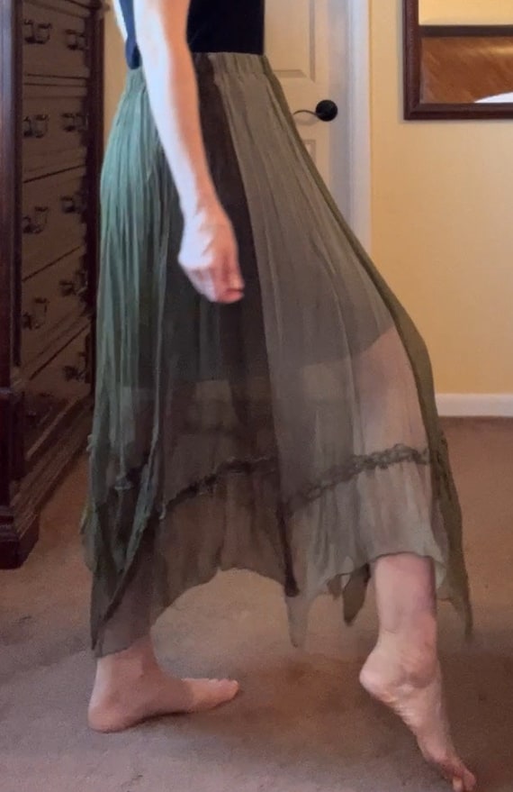 Sheer Maxi Skirt in Shades of green - image 3