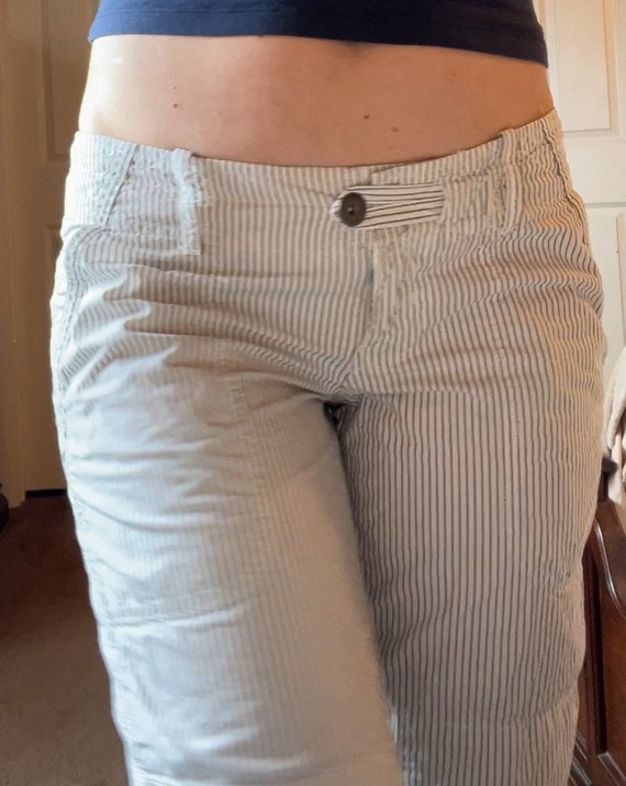 Women's Cargo Pants Pin Stripes Blue White - image 8