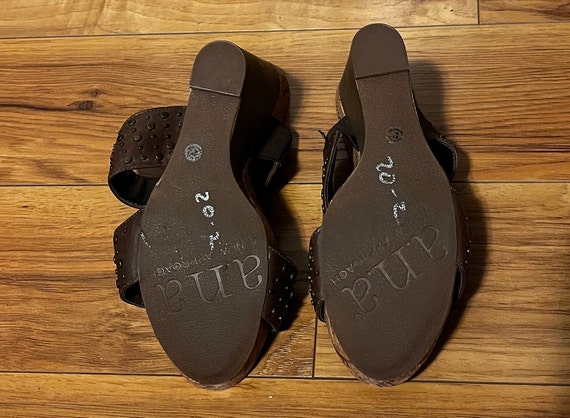 Sandals Leather Stud Wedge Slides - image 5