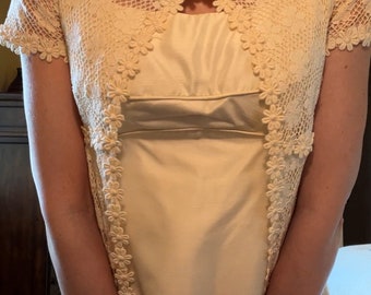Vintage Wedding Dress Regency Revival Daisy Crochet Jacket with Train