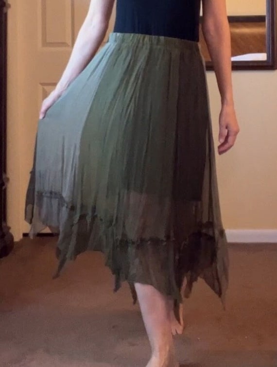 Sheer Maxi Skirt in Shades of green - image 1
