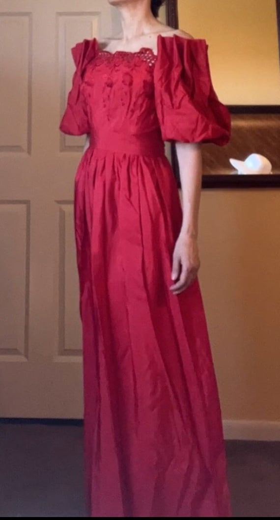 Vintage Gown 70s-80s Scarlet Red Formal