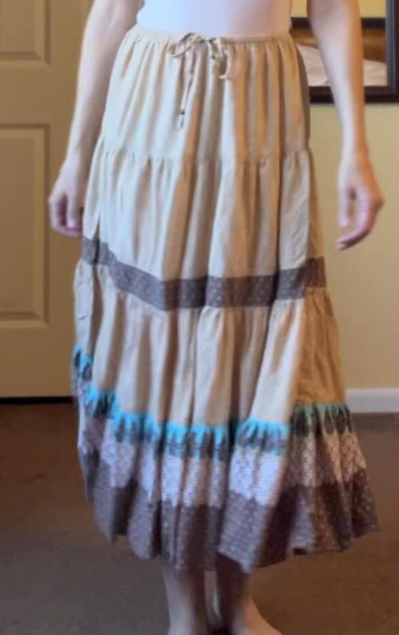 Vintage Skirt Flowy Maxi Prairie Western Style