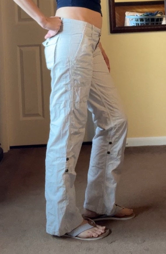 Women's Cargo Pants Pin Stripes Blue White - image 5