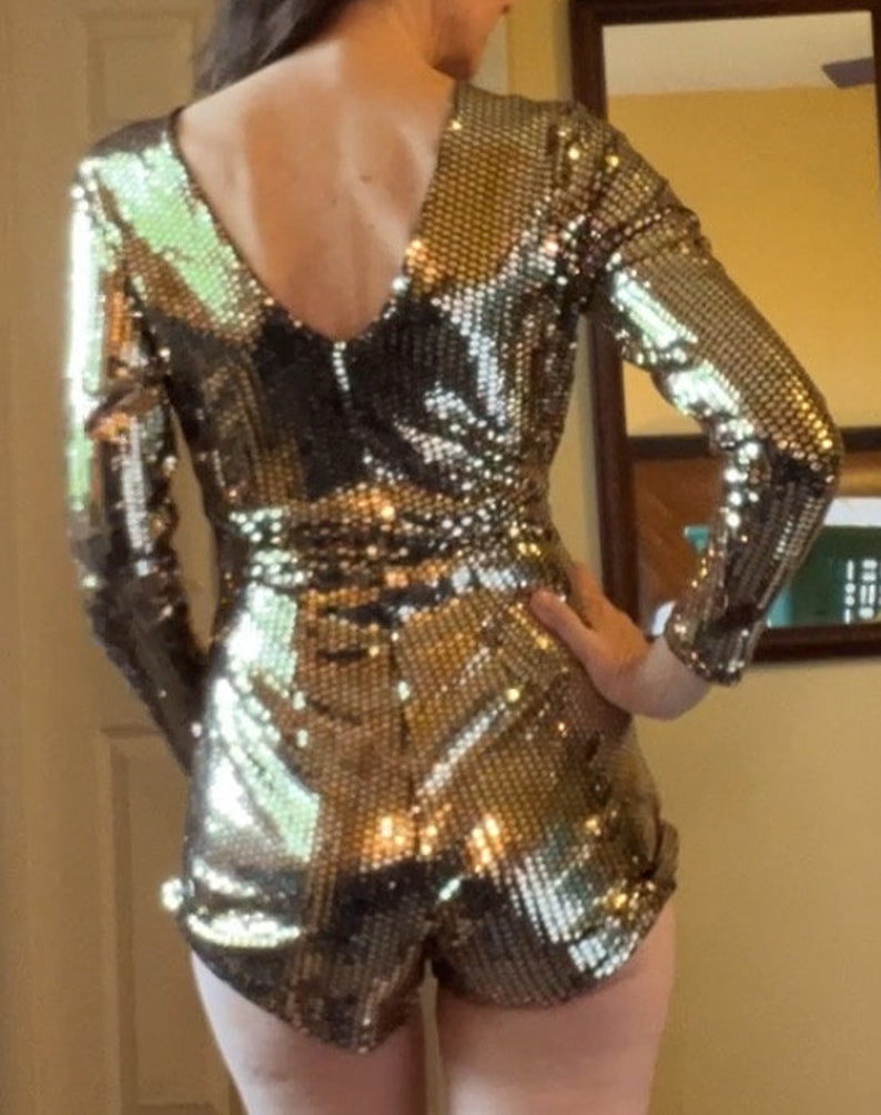 Gold Romper Metallic Sequined Bodysuit Leotard - Etsy