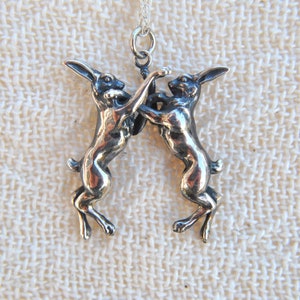 Boxing Hare Necklace | Rabbit Necklace | Layering Necklace | Rabbit Jewellery | 925 Sterling Silver | Rabbit Pendant Necklace
