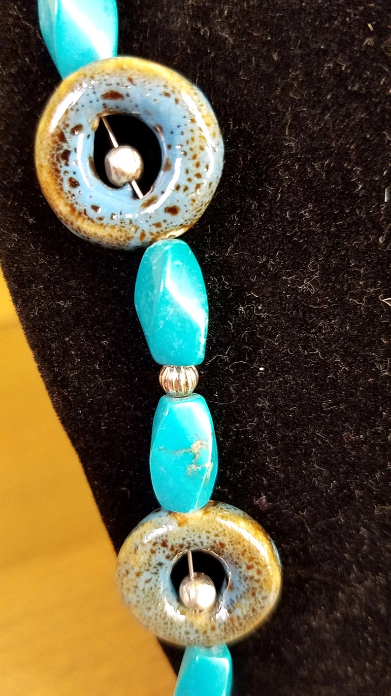 Hemimorphite and White Buffalo Teeth Goblin Enchanted Necklace 30 Long Green Agate