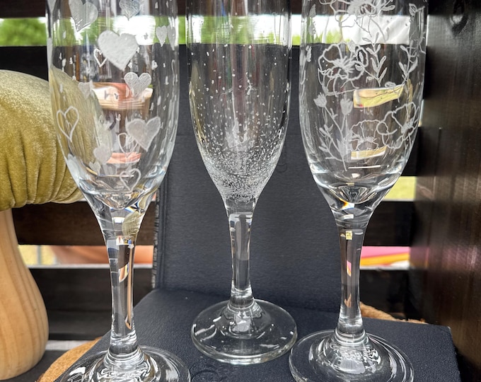 Etched Champagne Flute, Etched Wedding Gifts